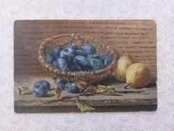 Old postcard 1904 art postcard fruit still life plum pear