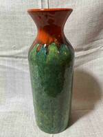 Narancs-zöld festett nagy kerámia váza (27 cm)