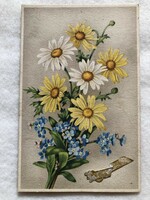 Antik, régi virágos képeslap              -3.