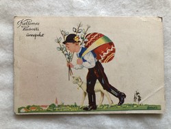 Antique, old graphic Easter postcard - bernáth -2.