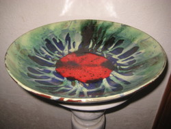 Herendi majolika , retro képzőművészeti fali tányér ,   35 cm , jelzett