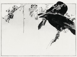 Wantanabe seitei - crows on the branch - reprint