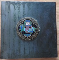 Kinga Horváth bronze craft box with fire enamel picture inlay