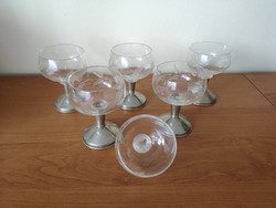 5 glasses of silver-plated, engraved liqueur