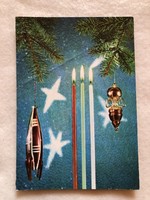 Old Christmas postcard, spaceship, satellite Christmas tree decoration -3.