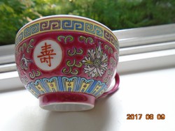 JINGDEZHEN  kézzel festett dombor zománc LÓTUSZ és HOSSZÚ ÉLET,BOLDOGSÁG jellel reggeliző készlet