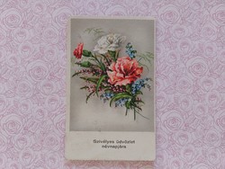 Old floral postcard 1942 postcard carnation forget-me-not