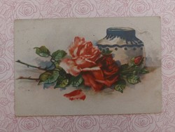 Old postcard 1925 postcard with roses