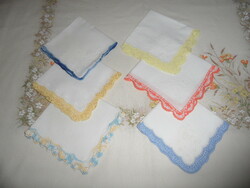 Colorful embroidered handkerchief package with lacy edges (6 pcs.)