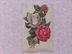 Old postcard style postcard with roses