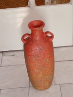 Csizmadia Margit: Retro pesthidegkúti  iparművészeti modernista  kerámia  padló váza - 35 cm magas