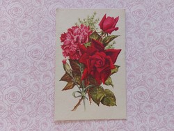Old floral postcard 1963 postcard with rose carnations