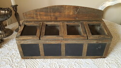 Vintage, 4-compartment, writable wooden kitchen storage cabinet