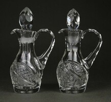 1M001 old small oil vinegar polished glass pouring pair 12.5 Cm