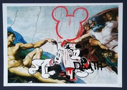 Death nyc 'mickey&pluto vs. Michelangelo' pop-art/street-art limited lithograph 2022