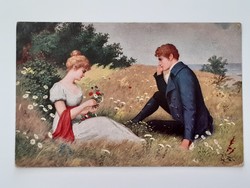 Old postcard 1916 romantic couple adolf herring postcard