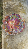 Old grape leaf pattern eosin-glazed cast iron serving tray