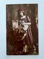 Régi képeslap 1917 vintage fotó levelezőlap hölgy