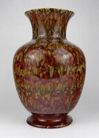 1M039 Nagyméretű jelzett mid century folyatott mázas Gránit kerámia váza 25.5 cm