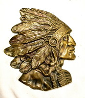 Indian tribal chief ... Cast bronze specific gravity wall relief