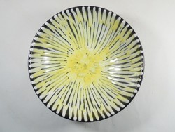 Retro régi festett kerámia tál fali tányér iparművész iparművészeti TM. jelzéssel 1970-es évekből