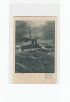 J:01 postcard made from a ship, postage stamp, (vehicles)
