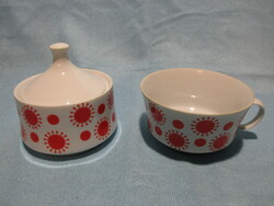 Retro lowland red polka dot, sunny tea cup and sugar holder for tea set