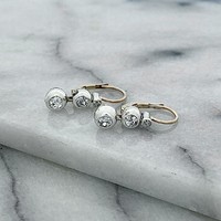 14K Régi arany buton fülbevaló briliánsokkal cca.0.40 ct.