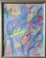 Szentendre painter: in the wind. Pastel paper.