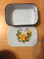 Yellow rose enamel container