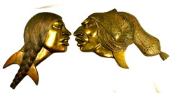 XX. No. Hungarian sculptor: art deco Indian bronze relief pair