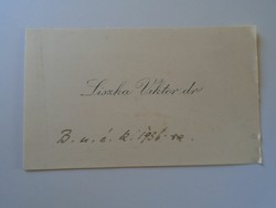 ZA416.20 Liszka Viktor dr  - pénzügyek - névjegykártya 1930's