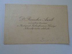 ZA416.18 Dr.Rauscher Aurél miniszteri tanácsos -Budapesti Takarékpénztár aleln. névjegykártya 1930's
