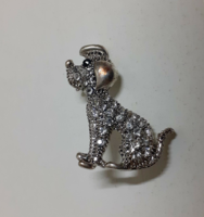 Dog-shaped brooch in nice condition, studded with sparkling stones