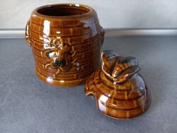 Glazed ceramic beehive honey container
