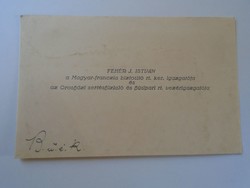 ZA416.12 Fehér J. István  -Orosháza - Húsipari RT vezérigazgatója -névjegykártya 1920-30's