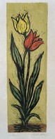 Réti Mátyás: Tulipán - színes linómetszet