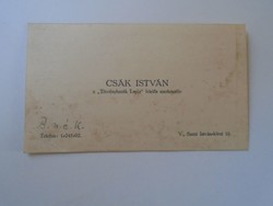 ZA416.14 Csák István - A Törvényhozók Lapja  felelős szerkesztője - névjegykártya 1930's
