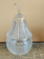 Lip rotating pattern polished crystal pear-shaped glass container with lid