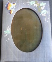 Antik pillangó mintás szöttes bevonattal  asztali tükör