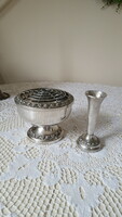 Large English silver-plated flower arrangement, potpourri holder and a small vase