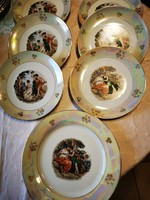7 db-os lüsztermázas Kahla porcelán lapos tányér, vacsorázó készlet