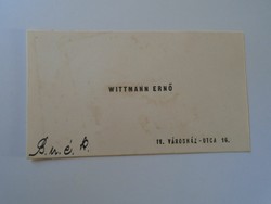 ZA416.23 Wittmann Ernő  műgyűjtő, nemzetközi jogász  - névjegykártya 1930's