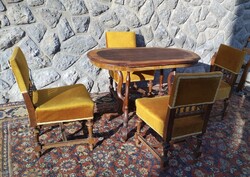 Antique tin German Neo-Renaissance table with chairs