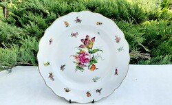 Altwien pillangós, bogaras kézzel festett tányér
