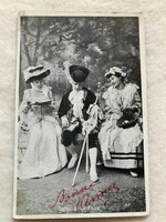 Antique, old romantic postcard - post clean -3.