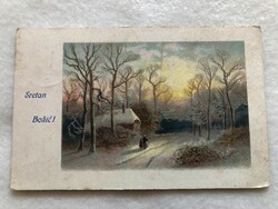 Antik, régi Karácsonyi képeslap                 -3.