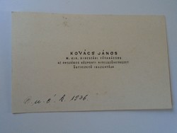 Za417.9 János Kovács m.Kir. Treasury General Counsel credit cooperative director business card 1936