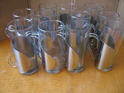 Retro Danish menu Irish coffee mugs in stainless steel holder