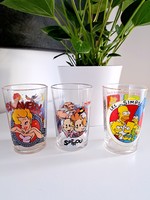 3 db retró Amora Dijoni mustáros gyűjthető pohár, Simpsons, Spirou,Tex Avery együtt!
